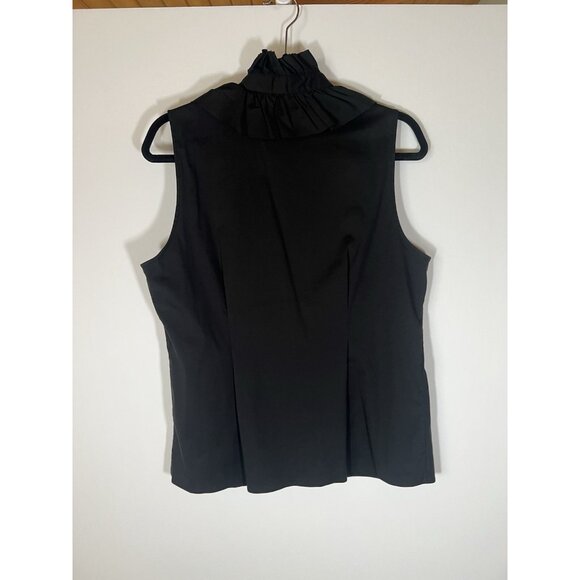 THEORY black sleeveless Ruffle neck victorian office top L vintage Y2K - Picture 3 of 9
